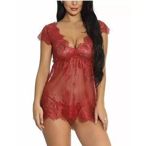 Eyelash Lace Babydoll Sleepwear Sheer Nightgown